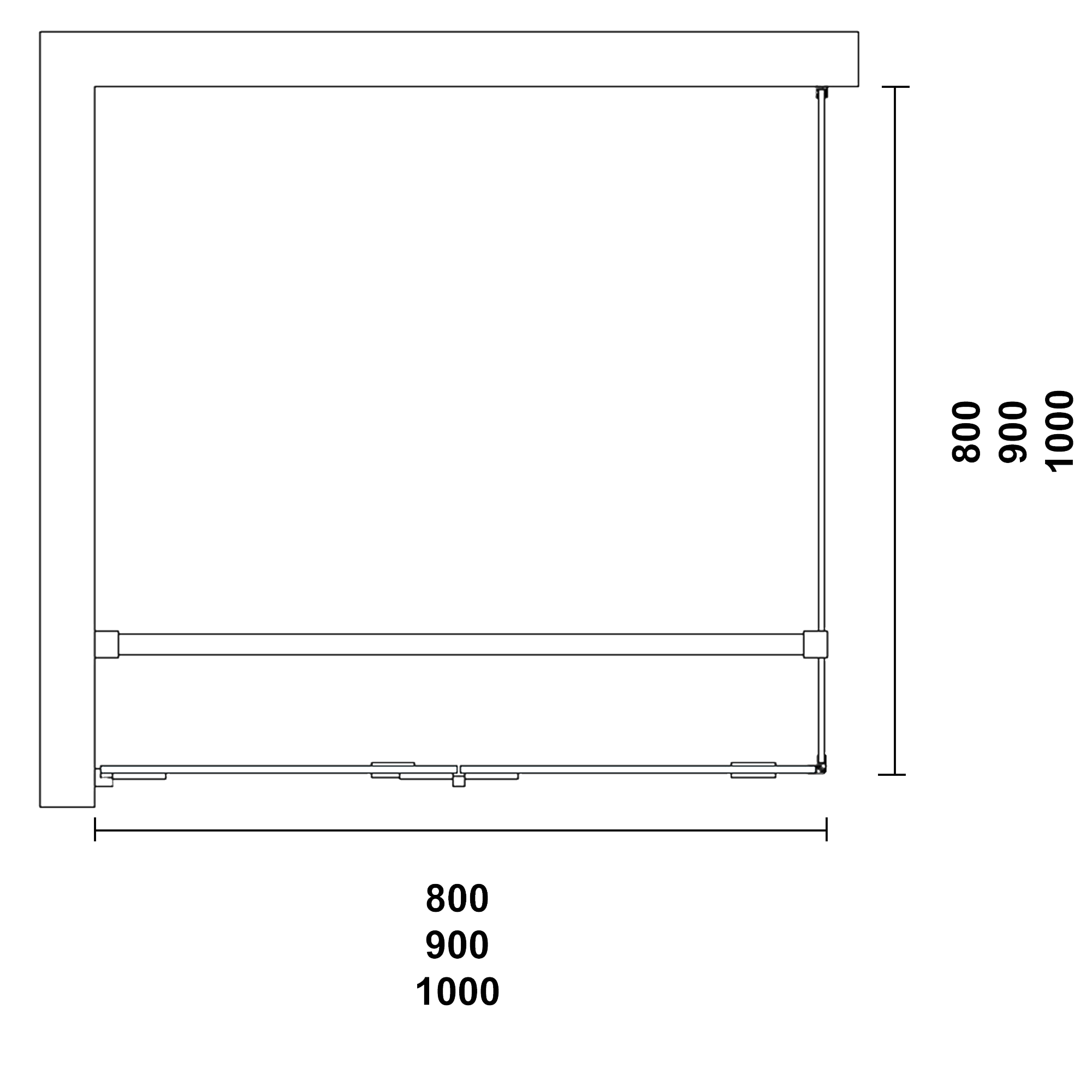 Dimensions plan détaillé - paroi de douche NATURE 3